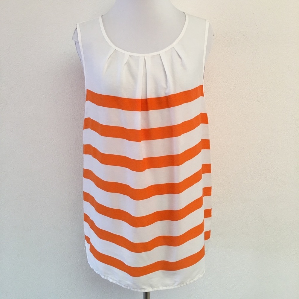Talbots Striped Sleeveless Blouse size 10 White